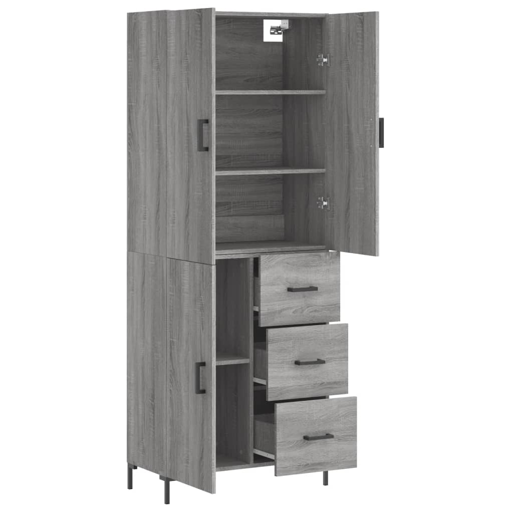 Highboard Grey Sonoma 69.5x34x180 cm Engineered Wood