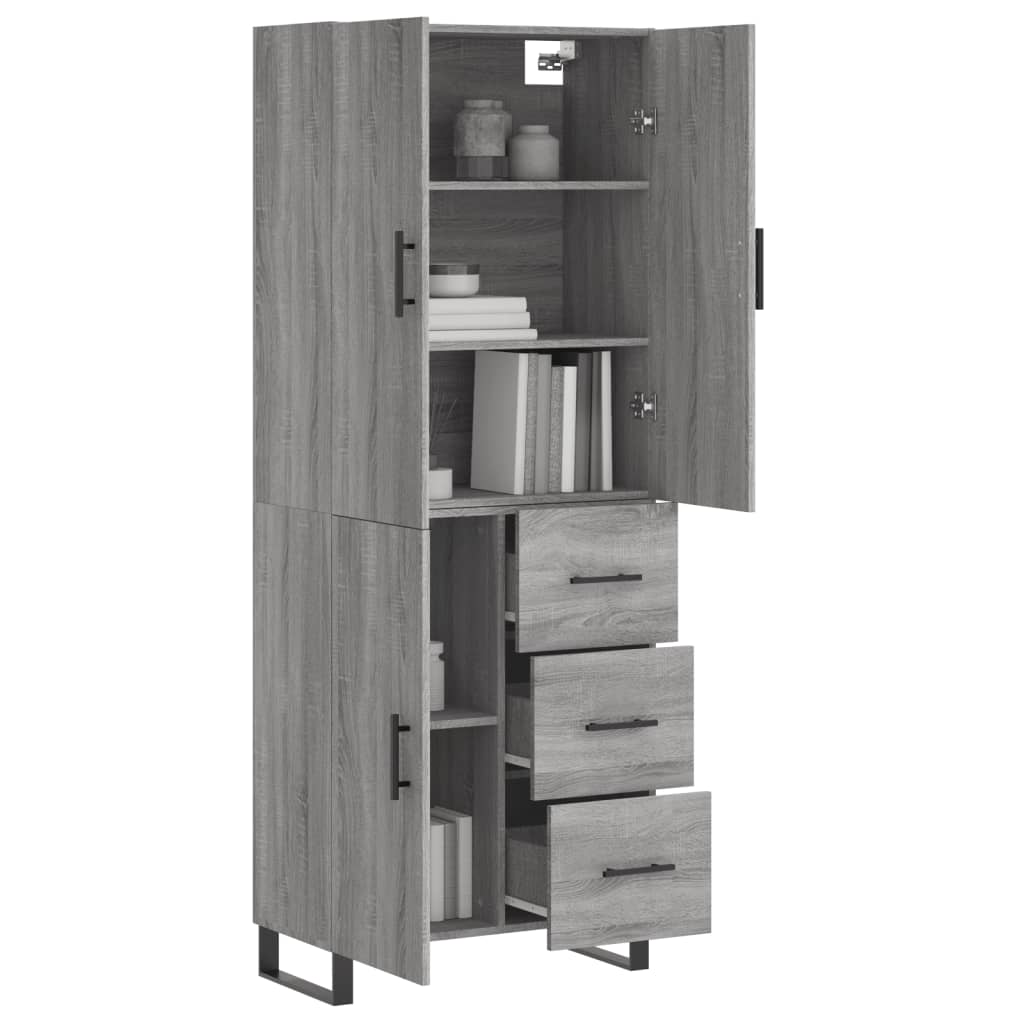 Highboard Grey Sonoma 69.5x34x180 cm Engineered Wood