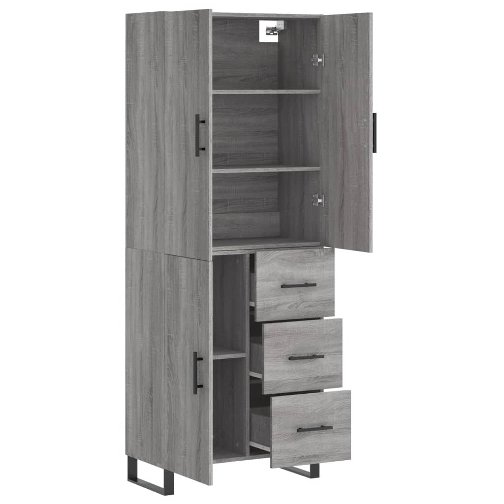 Highboard Grey Sonoma 69.5x34x180 cm Engineered Wood