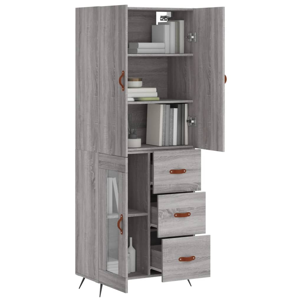 Highboard Grey Sonoma 69.5x34x180 cm Engineered Wood