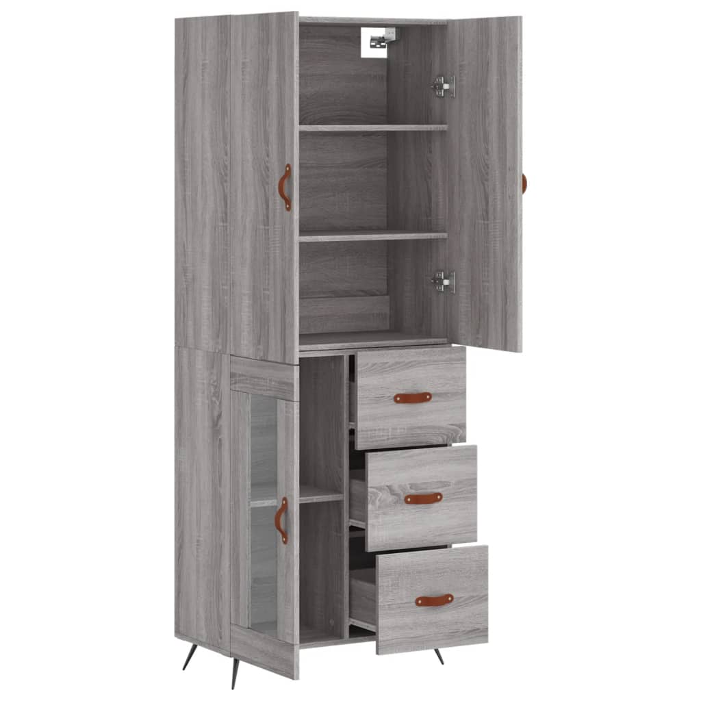 Highboard Grey Sonoma 69.5x34x180 cm Engineered Wood