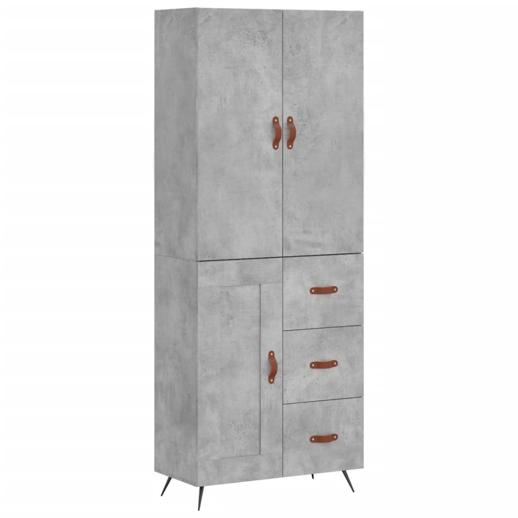 Highboard Concrete Grey 69.5x34x180 cm Engineered Wood