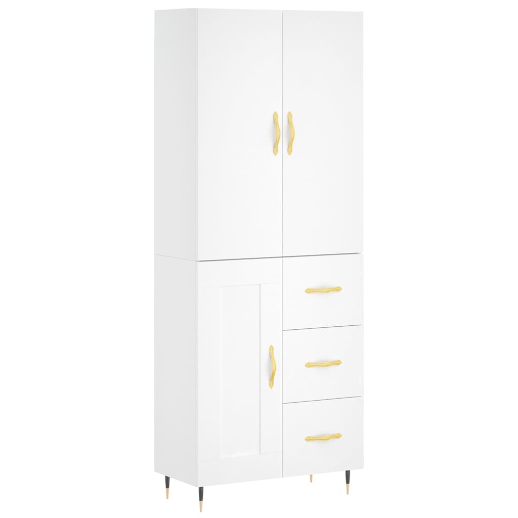 Highboard White 69.5x34x180 cm Engineered Wood