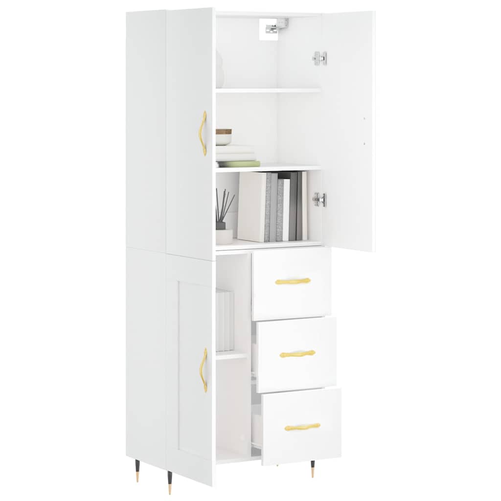 Highboard White 69.5x34x180 cm Engineered Wood