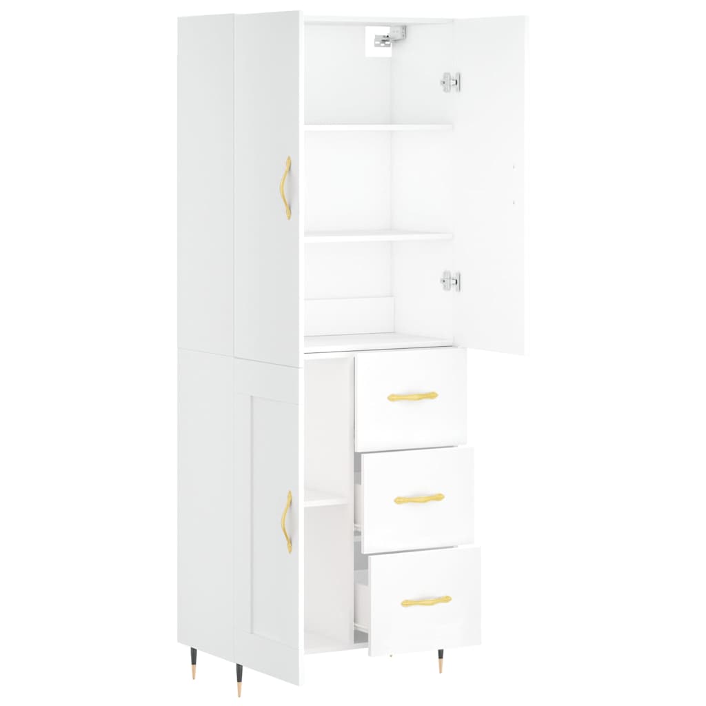 Highboard White 69.5x34x180 cm Engineered Wood