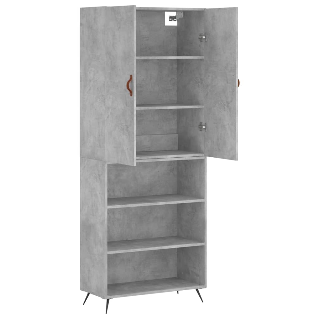 Highboard Concrete Grey 69.5x34x180 cm Engineered Wood