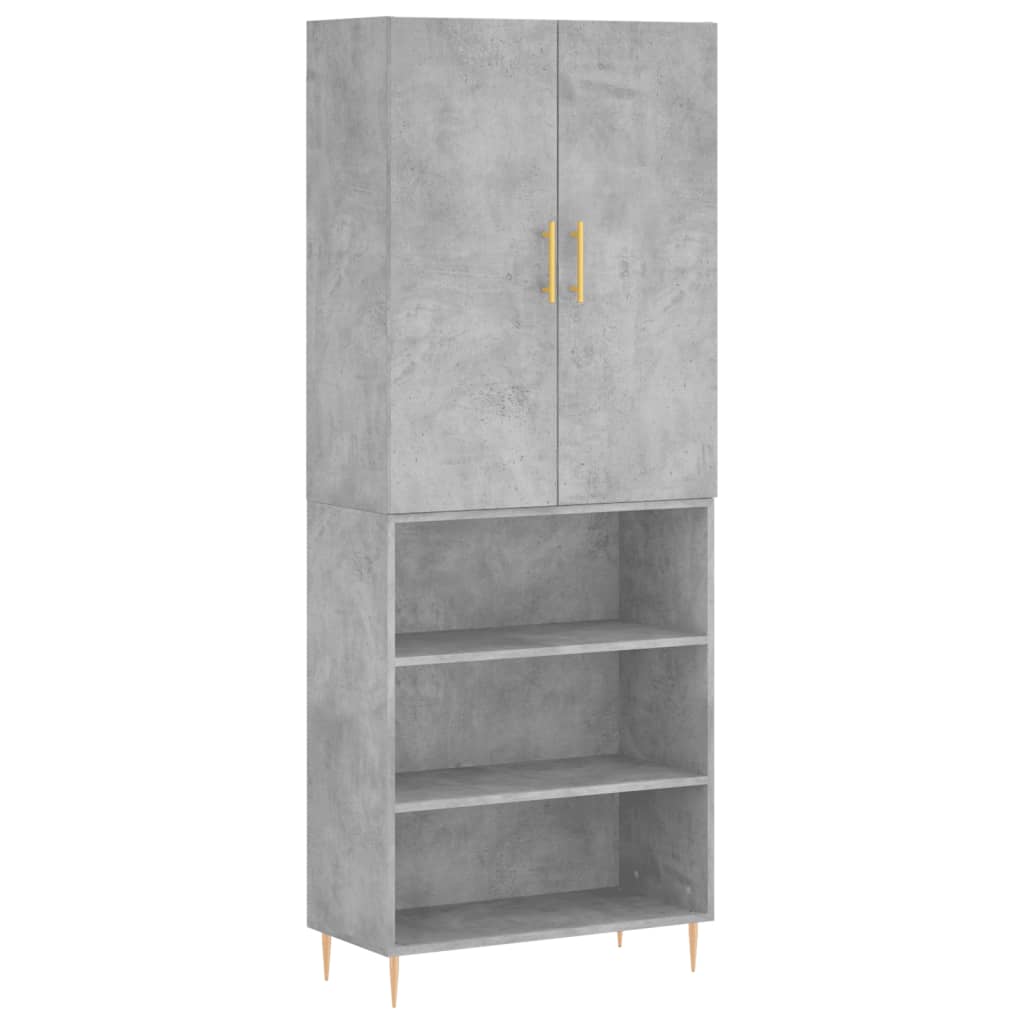 Highboard Concrete Grey 69.5x34x180 cm Engineered Wood