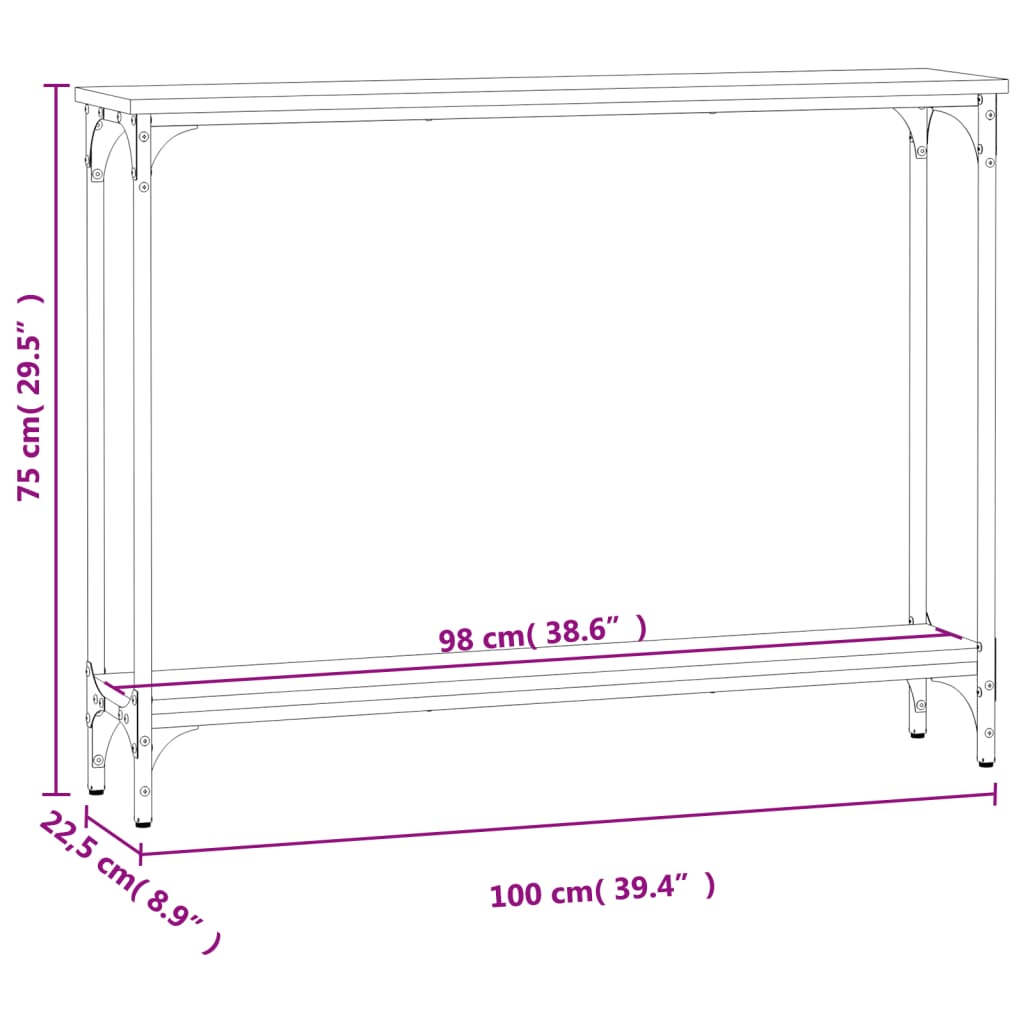 Console Table Smoked Oak 100x22.5x75 cm Engineered Wood