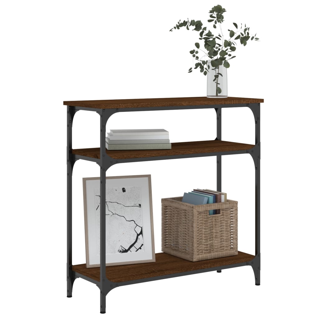 Console Table Brown Oak 75x29x75 cm Engineered Wood