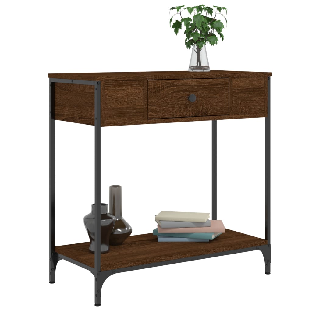 Console Table Brown Oak 75x34.5x75 cm Engineered Wood