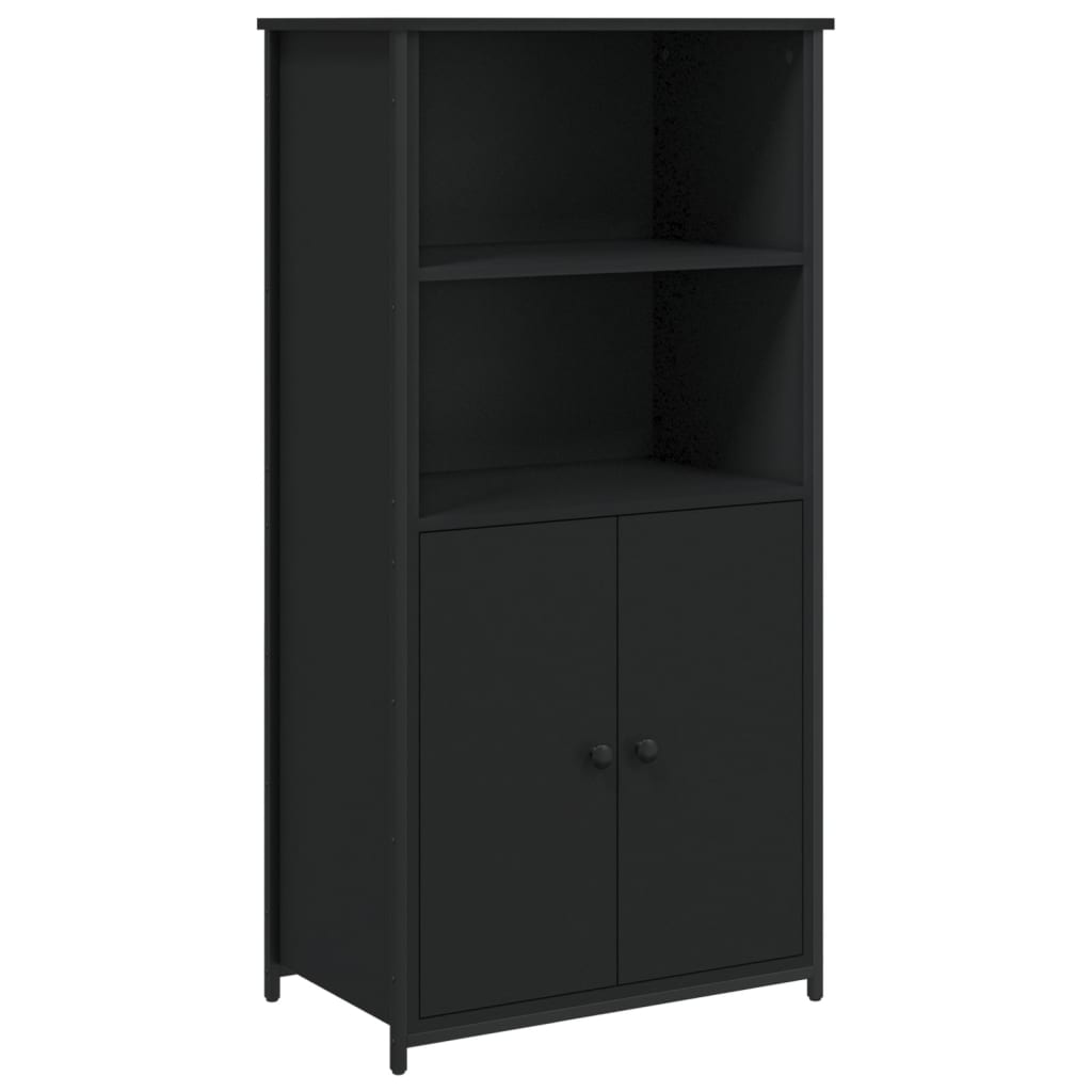 Modern Wooden Highboard Storage Cabinet Unit With 2 Doors & Open Shelves Wood