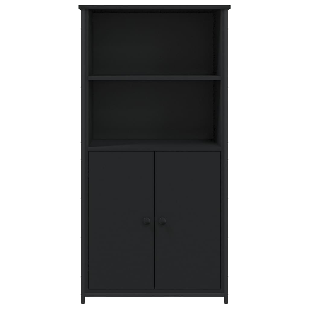 Modern Wooden Highboard Storage Cabinet Unit With 2 Doors & Open Shelves Wood