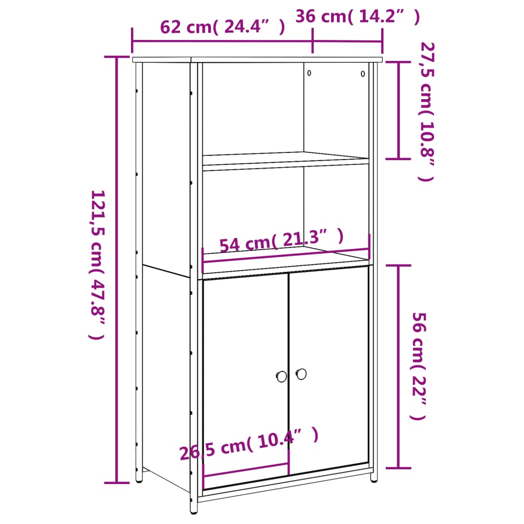 Modern Wooden Highboard Storage Cabinet Unit With 2 Doors & Open Shelves Wood