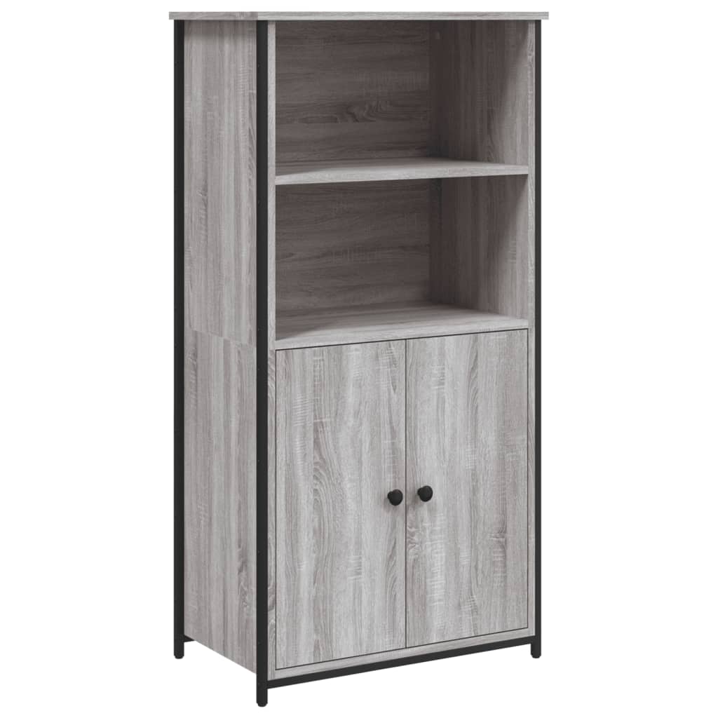 Modern Wooden Highboard Storage Cabinet Unit With 2 Doors & Open Shelves Wood