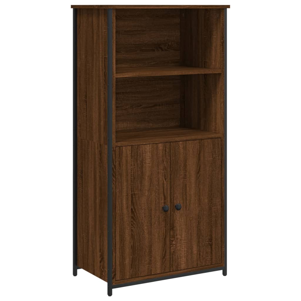 Modern Wooden Highboard Storage Cabinet Unit With 2 Doors & Open Shelves Wood