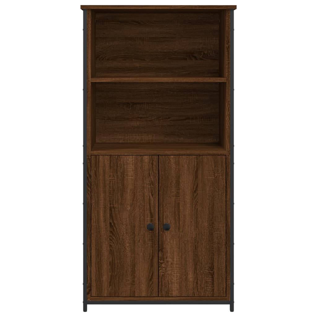 Modern Wooden Highboard Storage Cabinet Unit With 2 Doors & Open Shelves Wood