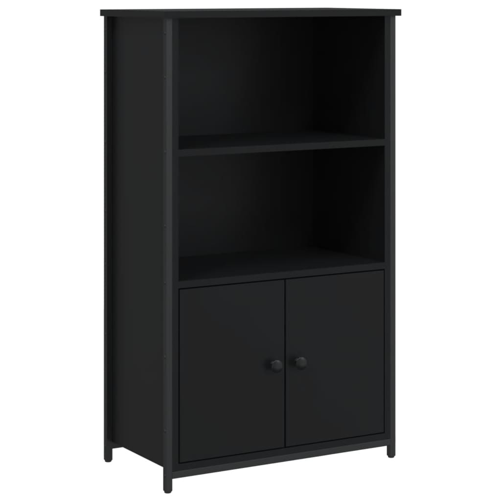 Industrial Wooden Highboard Storage Cabinet Unit With 2 Doors & Open Shelves Wood