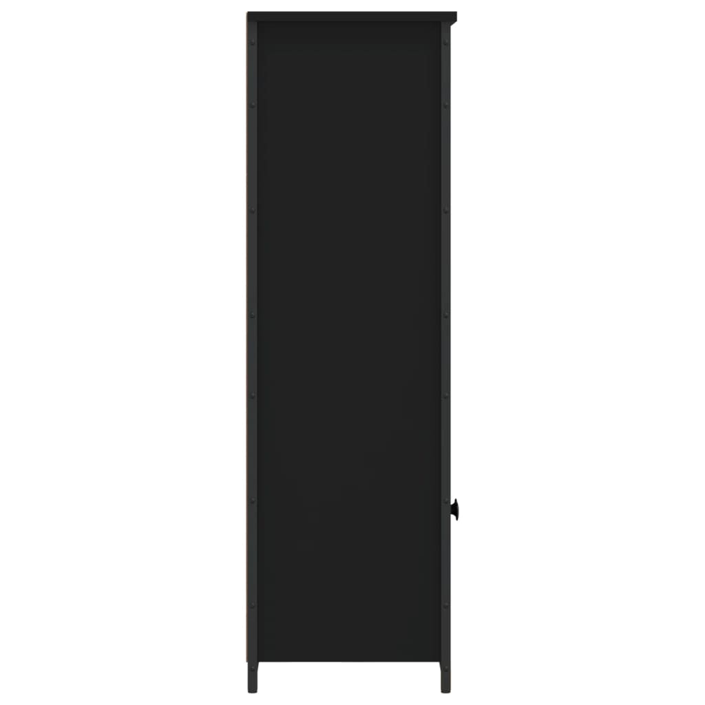 Industrial Wooden Highboard Storage Cabinet Unit With 2 Doors & Open Shelves Wood