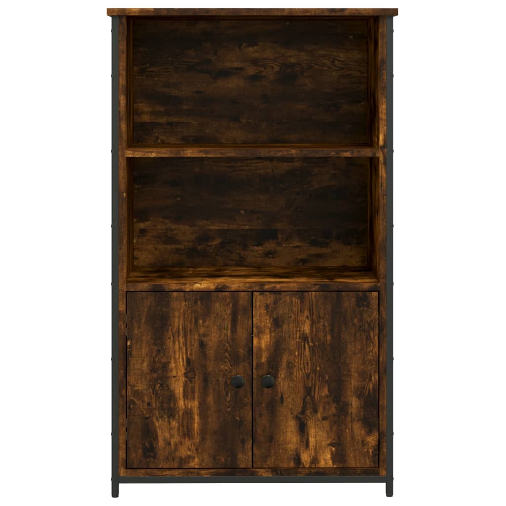 Industrial Wooden Highboard Storage Cabinet Unit With 2 Doors & Open Shelves Wood