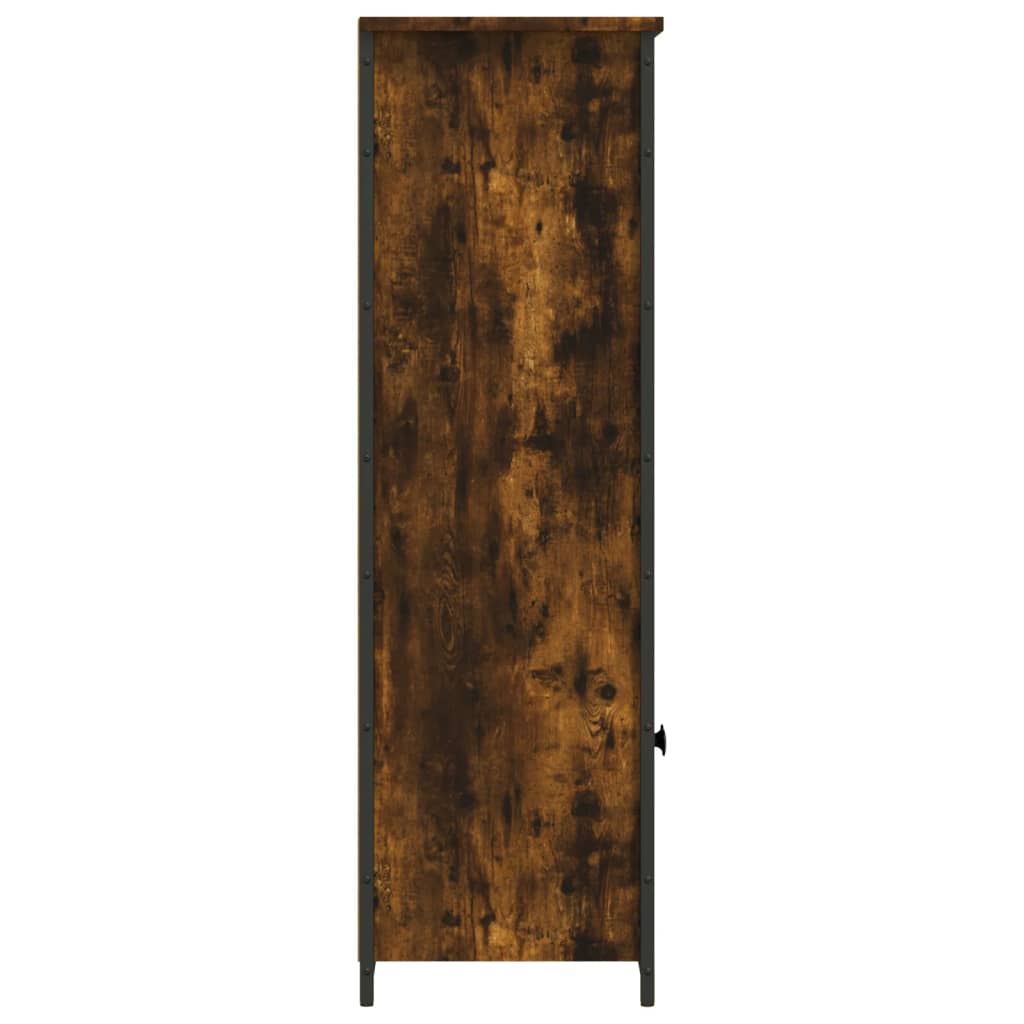 Industrial Wooden Highboard Storage Cabinet Unit With 2 Doors & Open Shelves Wood