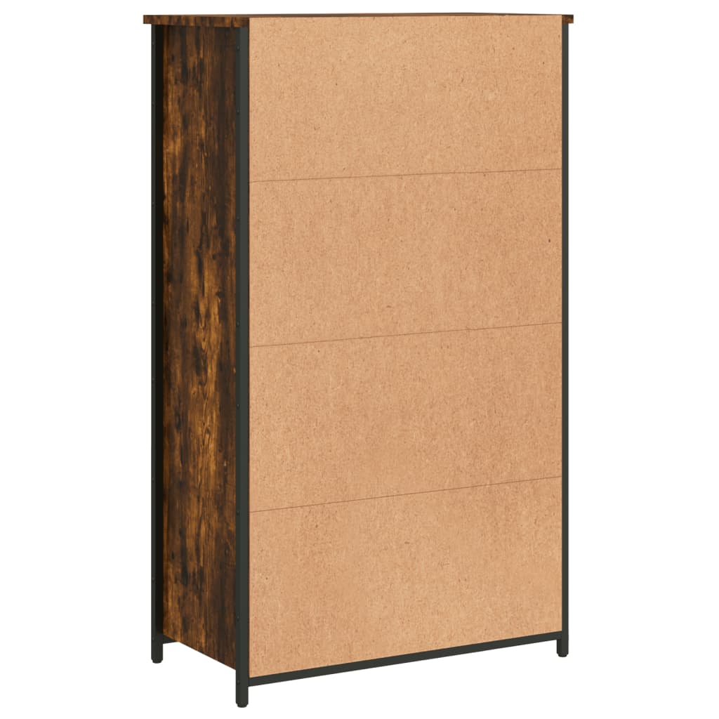 Industrial Wooden Highboard Storage Cabinet Unit With 2 Doors & Open Shelves Wood