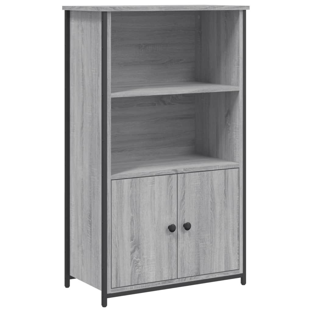 Industrial Wooden Highboard Storage Cabinet Unit With 2 Doors & Open Shelves Wood