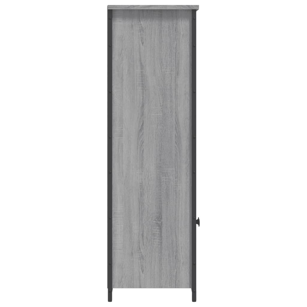 Industrial Wooden Highboard Storage Cabinet Unit With 2 Doors & Open Shelves Wood