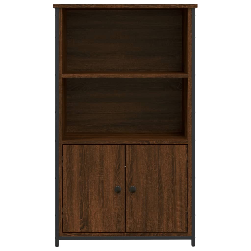 Industrial Wooden Highboard Storage Cabinet Unit With 2 Doors & Open Shelves Wood