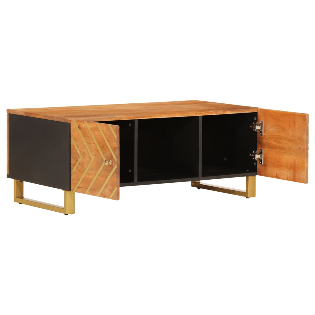 Coffee Table Brown and Black 100x54x40 cm Solid Wood Mango