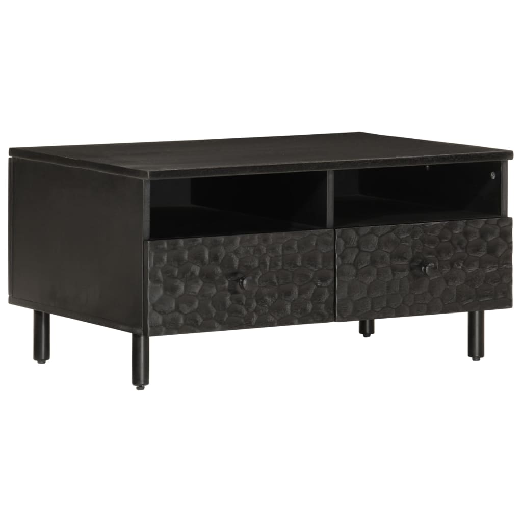 Coffee Table Black 80x54x40 cm Solid Wood Mango