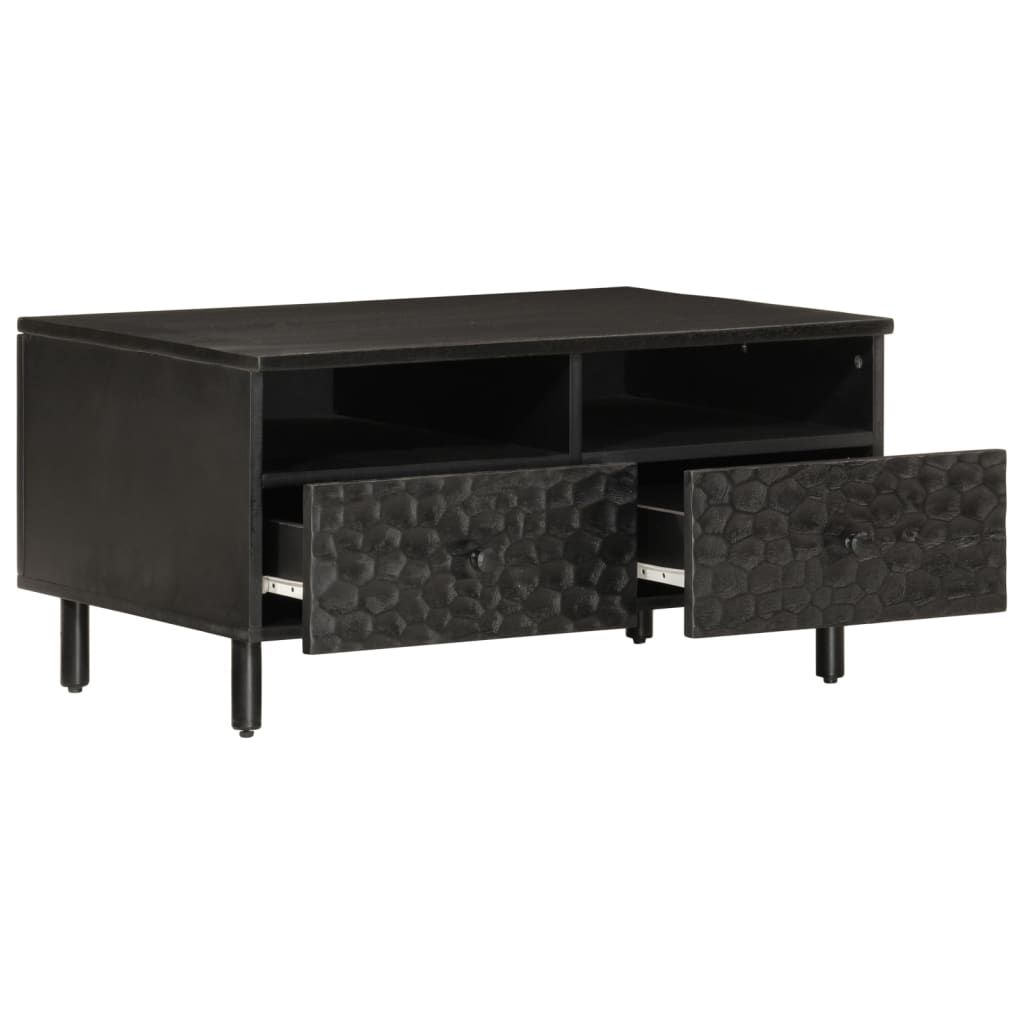 Coffee Table Black 80x54x40 cm Solid Wood Mango
