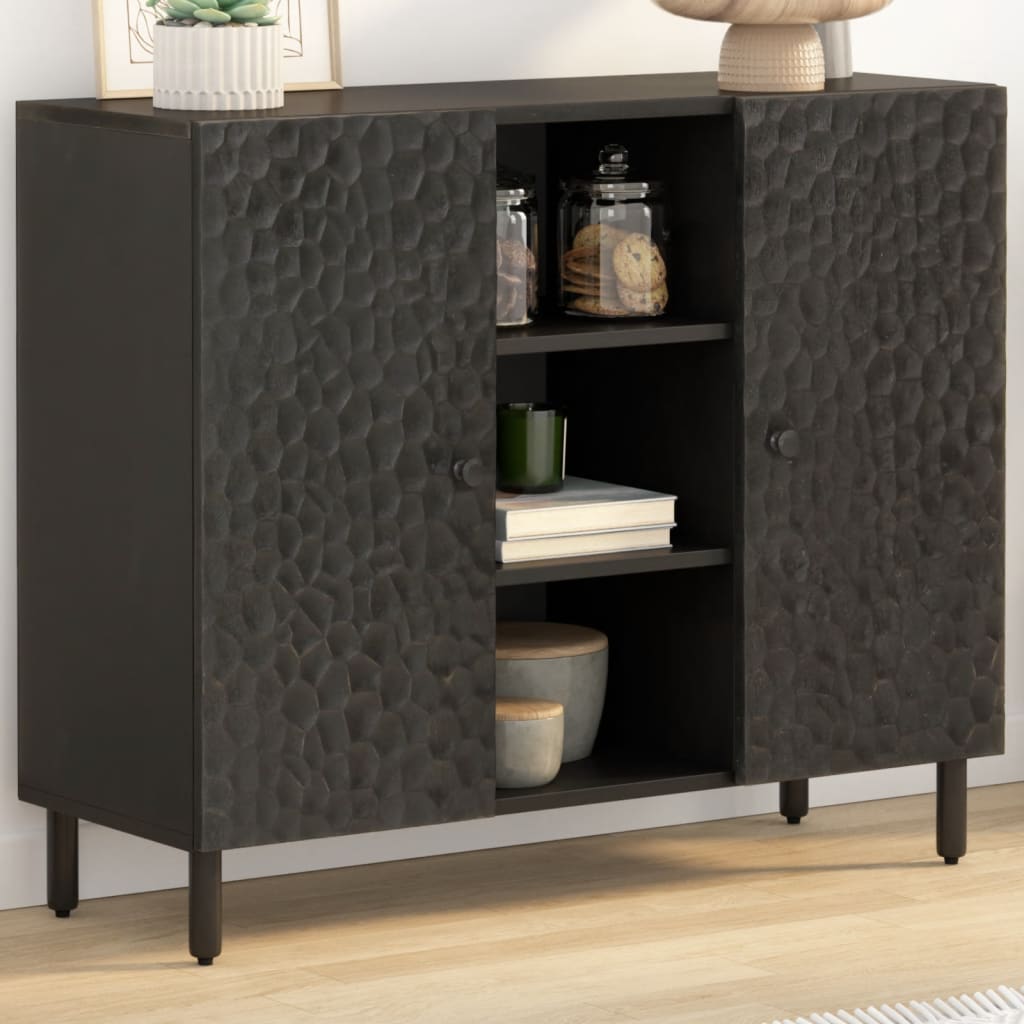 Side Cabinet Black 90x33x75 cm Solid Wood Mango