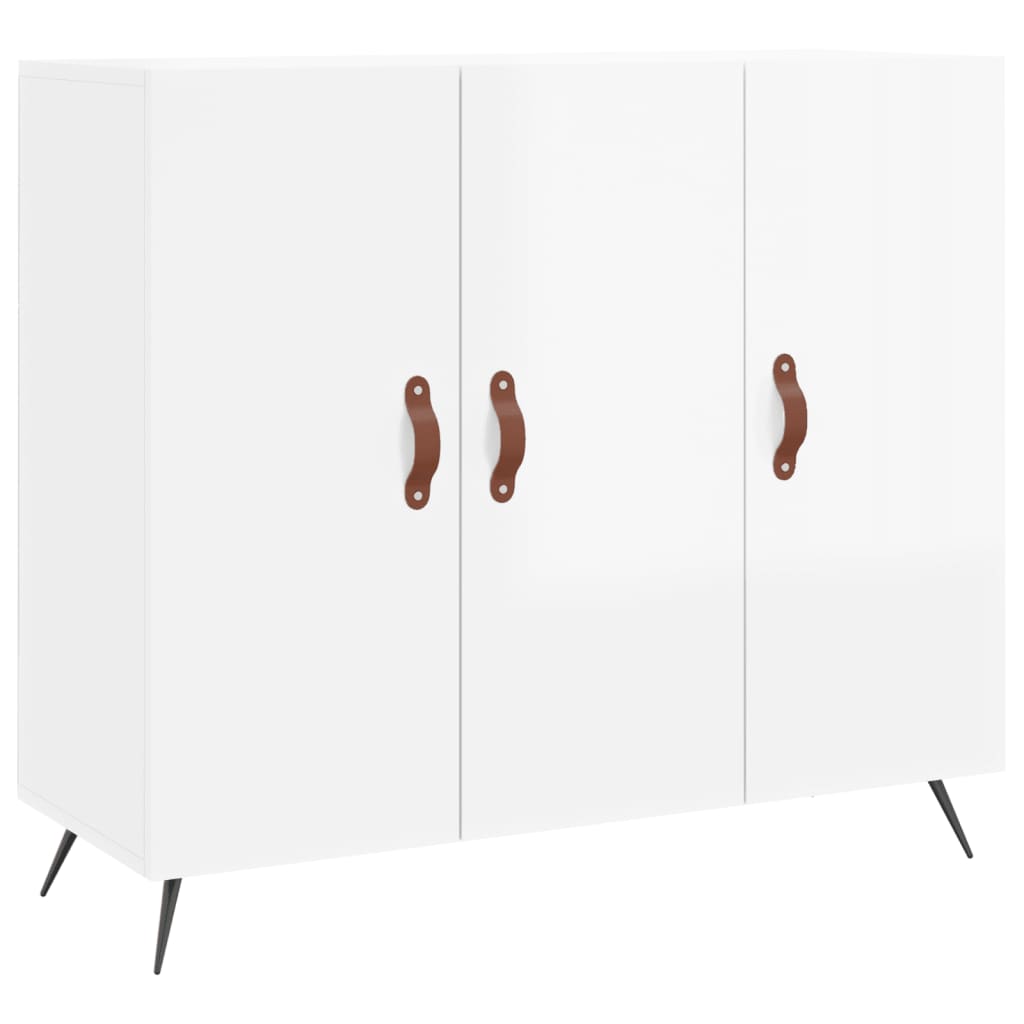 Sideboard High Gloss White 90x34x80 cm Engineered Wood
