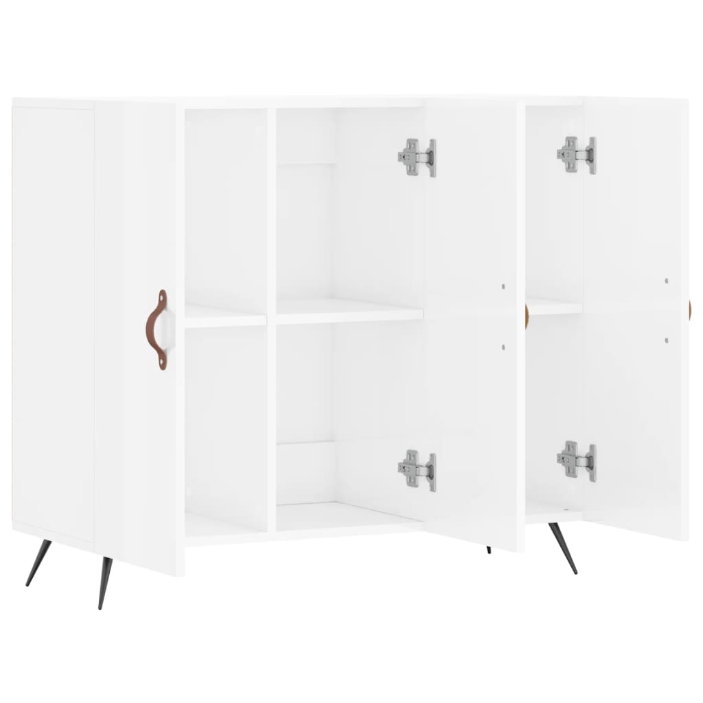 Sideboard High Gloss White 90x34x80 cm Engineered Wood
