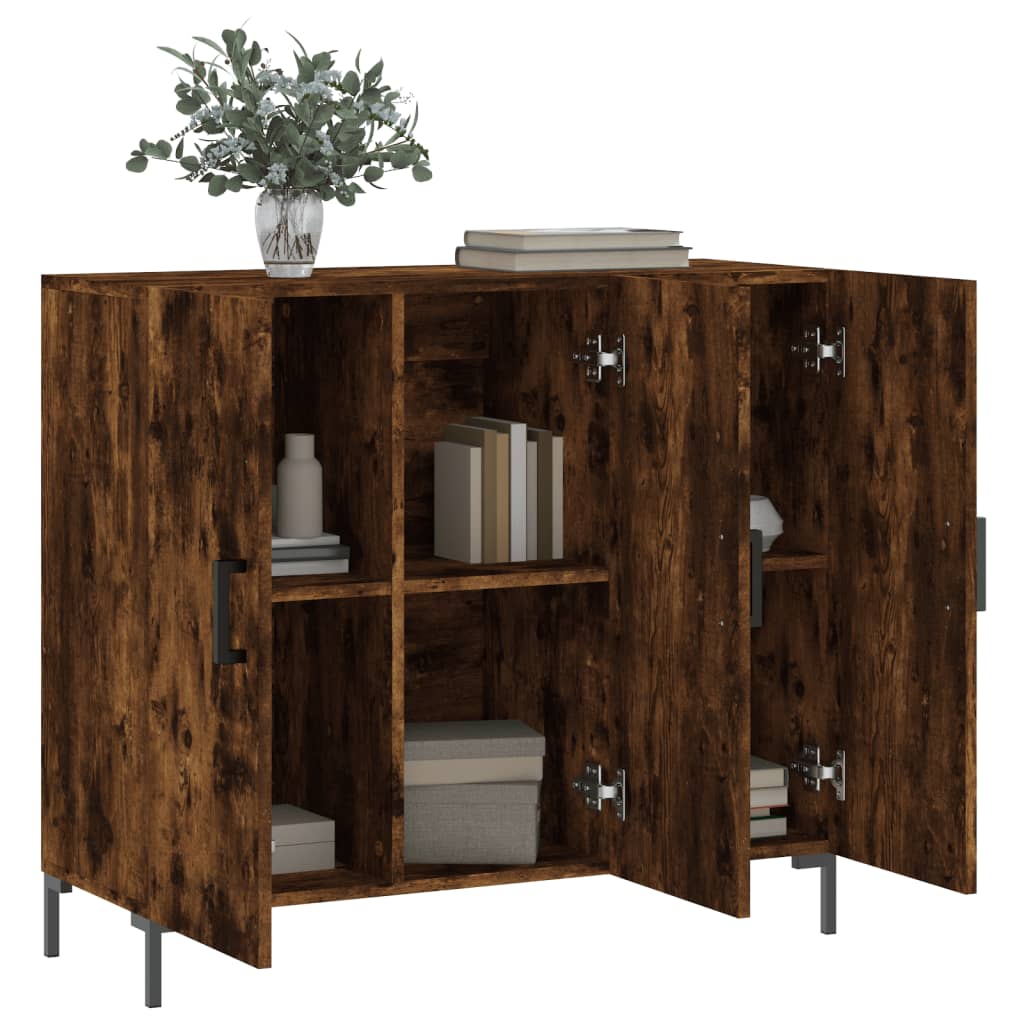 Sideboard Smoked Oak 90x34x80 cm Engineered Wood