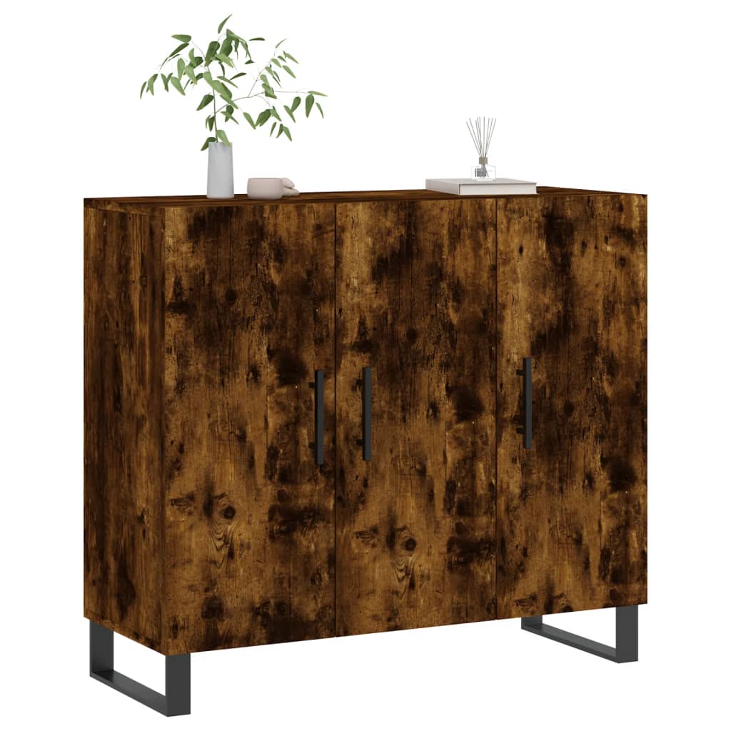 Sideboard Smoked Oak 90x34x80 cm Engineered Wood