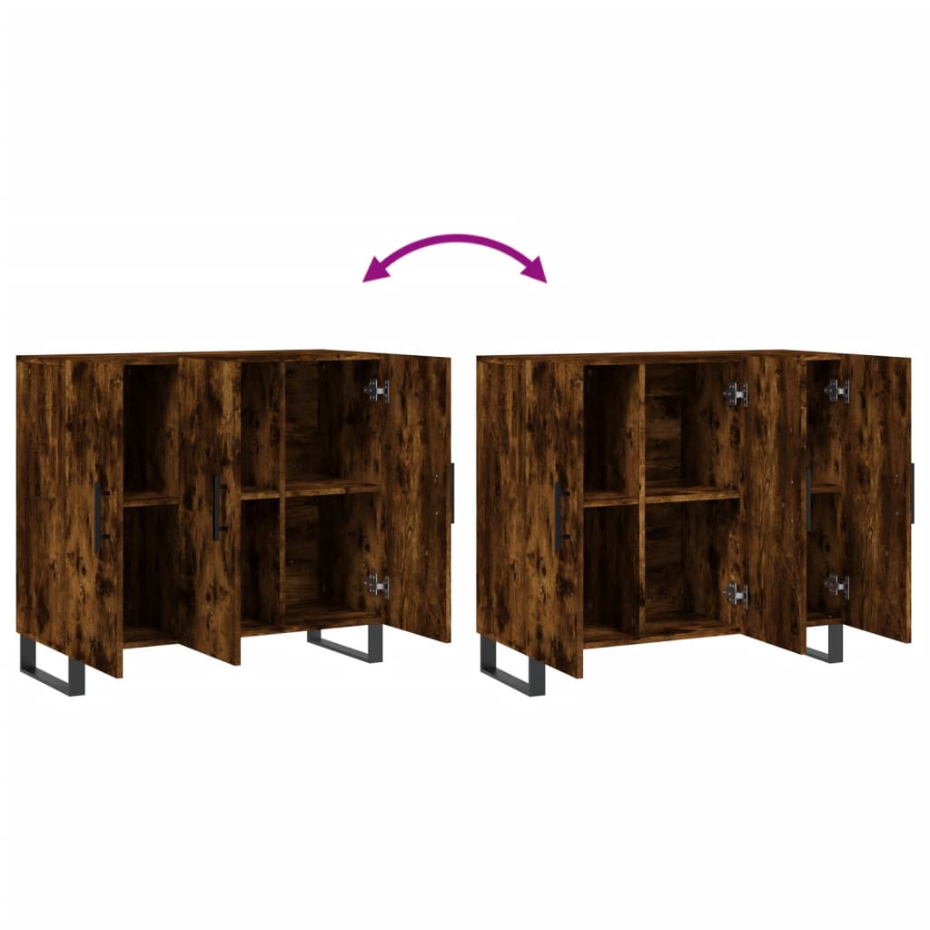 Sideboard Smoked Oak 90x34x80 cm Engineered Wood