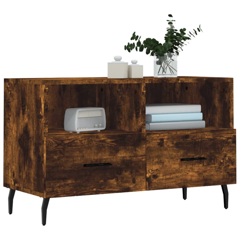 TV Cabinet Smoked Oak 80x36x50 cm Engineered Wood
