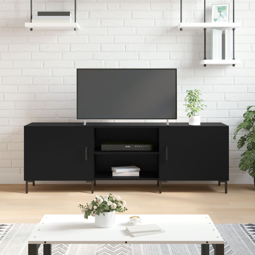 Modern Wooden TV Tele Stand Unit Media Cabinet With 2 Doors & Storage Shelf