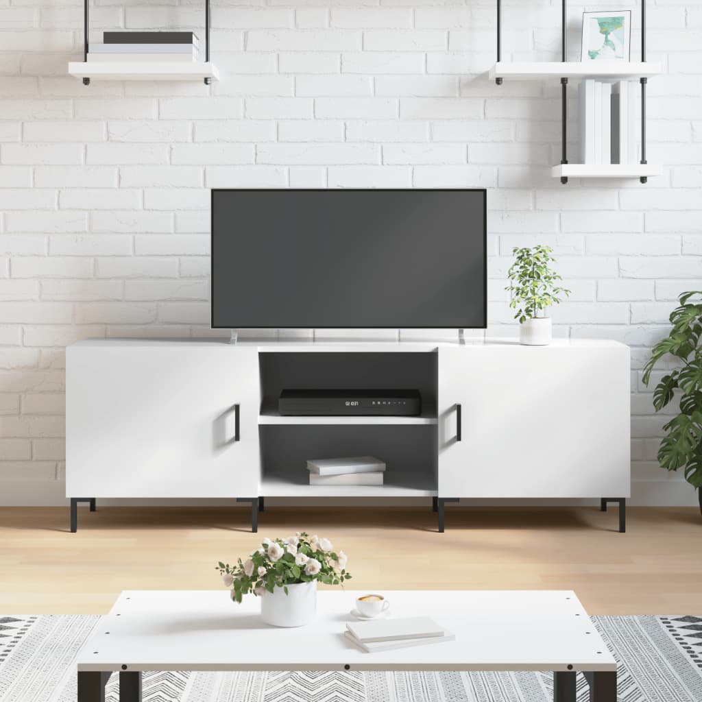 Modern Wooden TV Tele Stand Unit Media Cabinet With 2 Doors & Storage Shelf