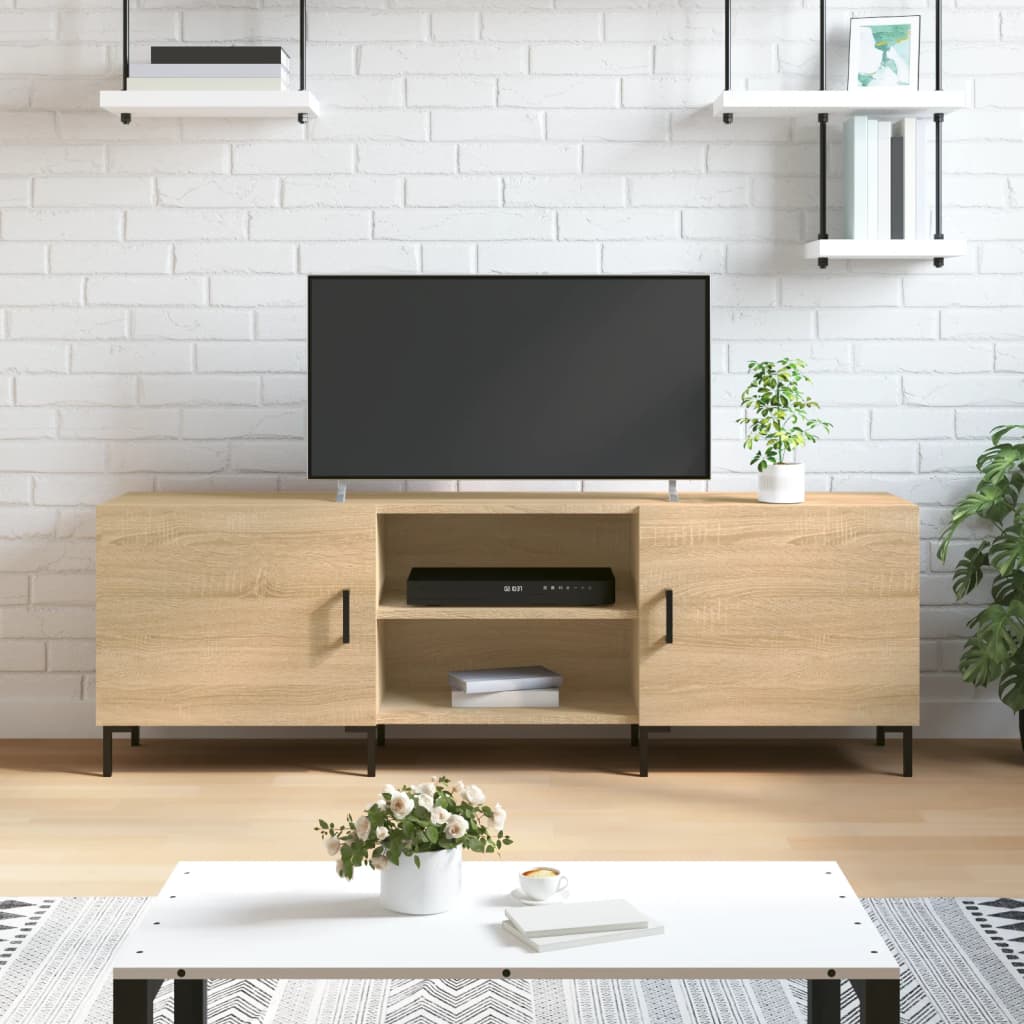 Modern Wooden TV Tele Stand Unit Media Cabinet With 2 Doors & Storage Shelf
