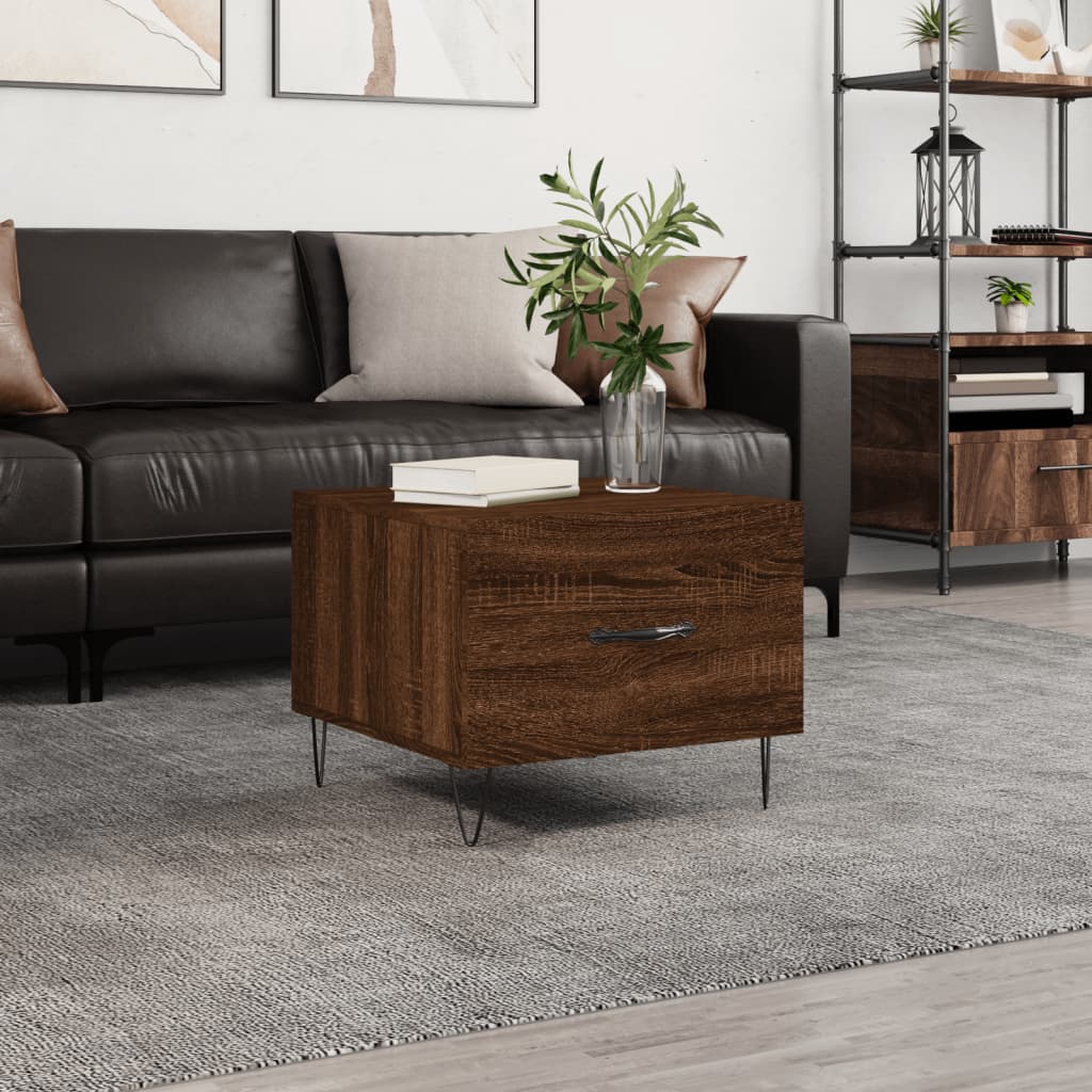 Coffee Table Brown Oak 50x50x40 cm Engineered Wood