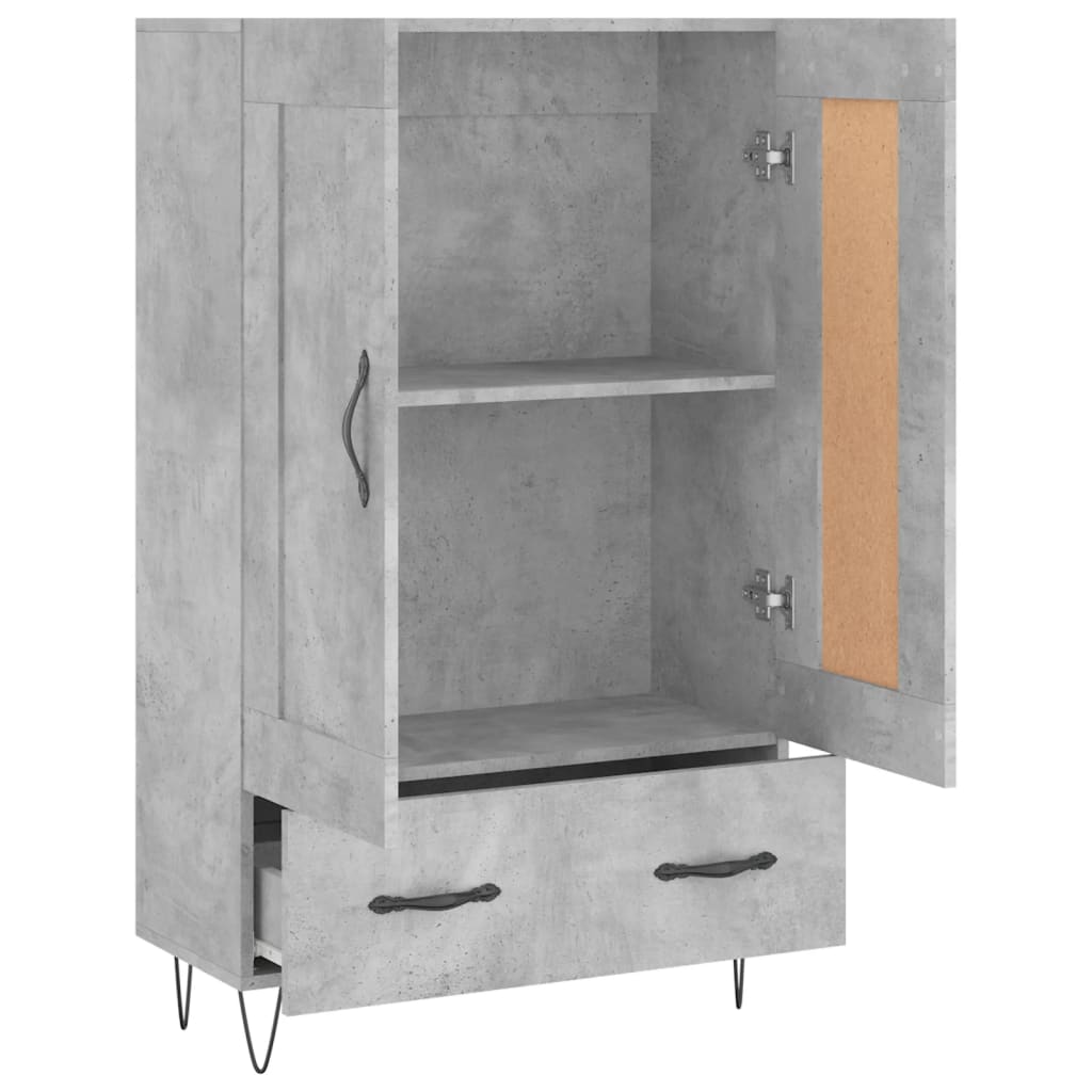 Modern Wooden Highboard Storage Cabinet Unit With Lower Drawer & 2 Doors Wood