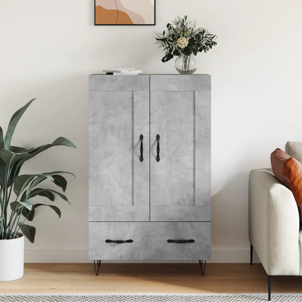 Modern Wooden Highboard Storage Cabinet Unit With Lower Drawer & 2 Doors Wood