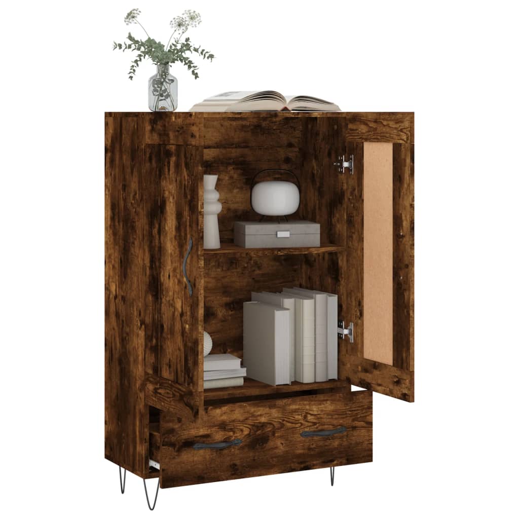 Modern Wooden Highboard Storage Cabinet Unit With Lower Drawer & 2 Doors Wood