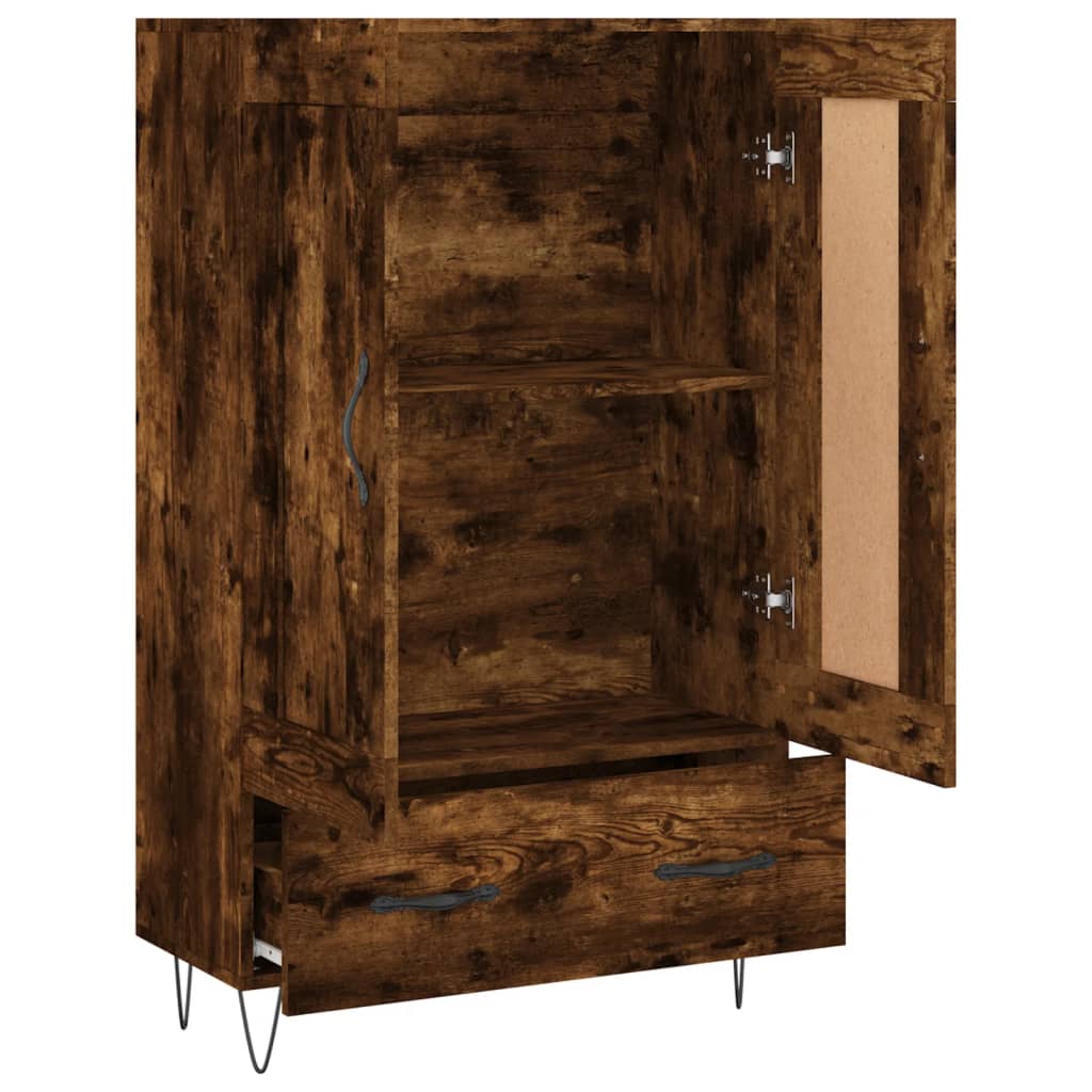 Modern Wooden Highboard Storage Cabinet Unit With Lower Drawer & 2 Doors Wood