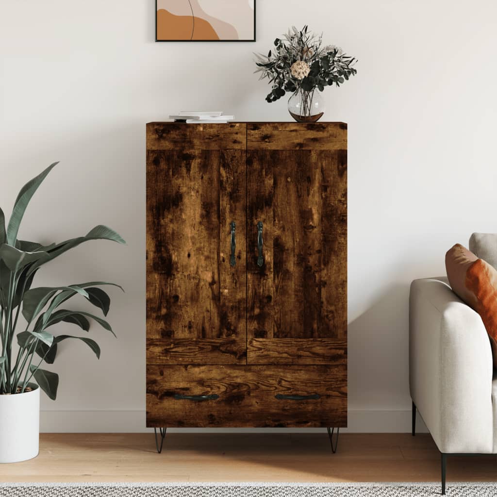 Modern Wooden Highboard Storage Cabinet Unit With Lower Drawer & 2 Doors Wood
