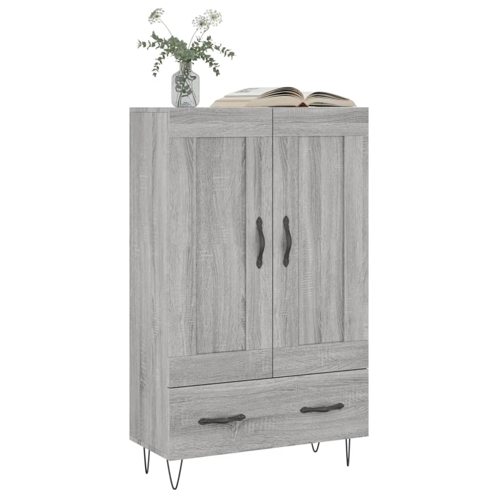 Modern Wooden Highboard Storage Cabinet Unit With Lower Drawer & 2 Doors Wood