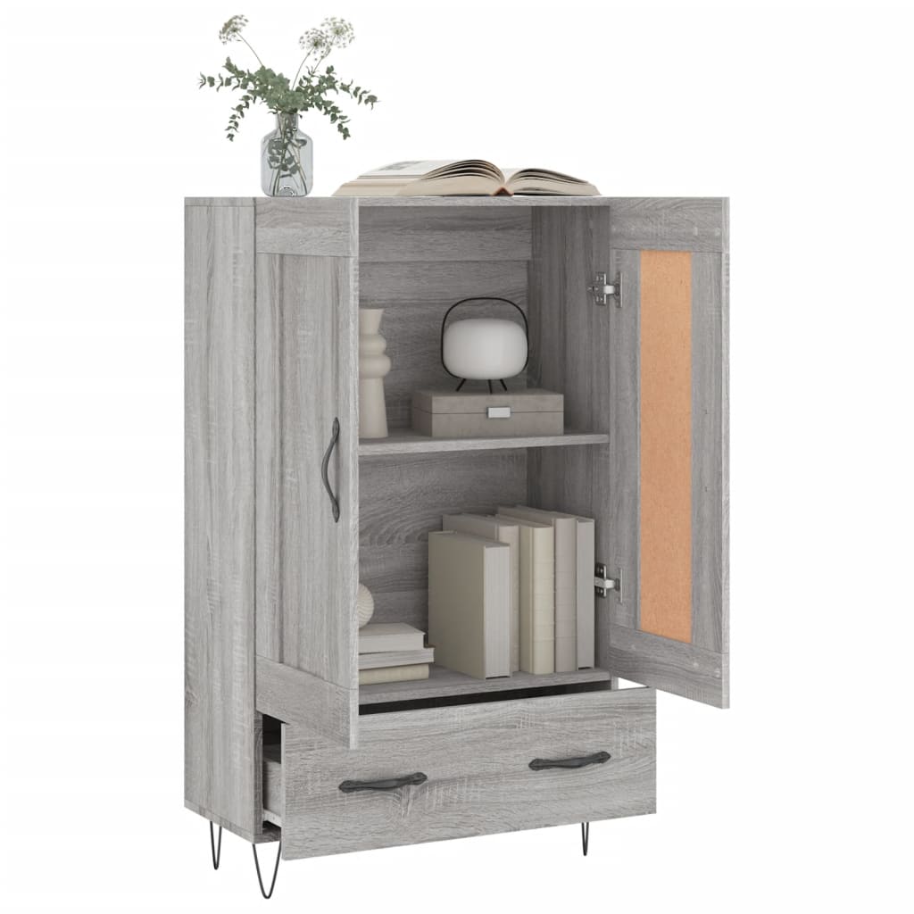 Modern Wooden Highboard Storage Cabinet Unit With Lower Drawer & 2 Doors Wood