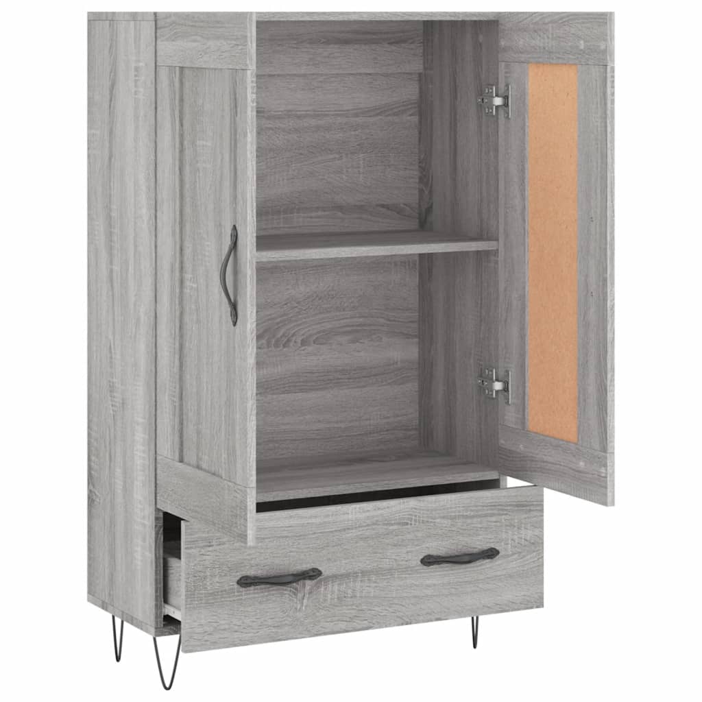 Modern Wooden Highboard Storage Cabinet Unit With Lower Drawer & 2 Doors Wood